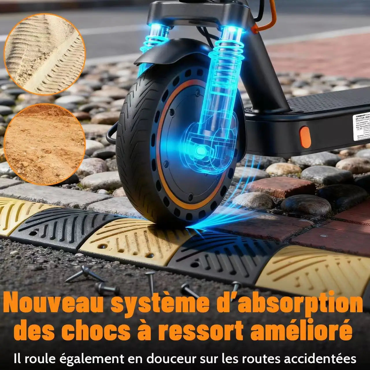 Monopattino elettrico per adulti TODIMART T6, ideale per il campeggio, antifurto, ultraleggero, autonomia di 30 km, monopattino elettrico Folk, batteria da 36 V 7.8Ah