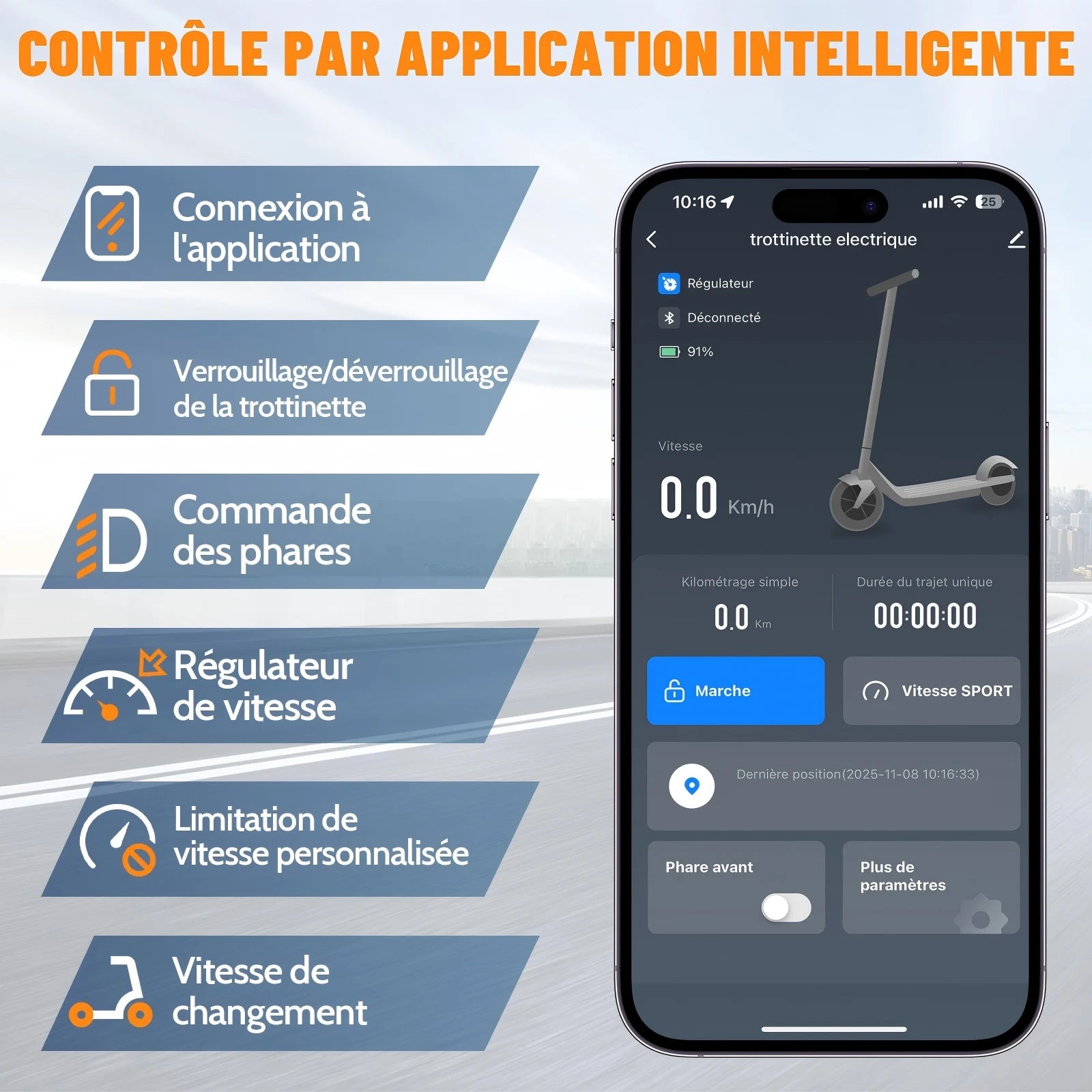 Monopattino elettrico per adulti TODIMART T6, ideale per il campeggio, antifurto, ultraleggero, autonomia di 30 km, monopattino elettrico Folk, batteria da 36 V 7.8Ah