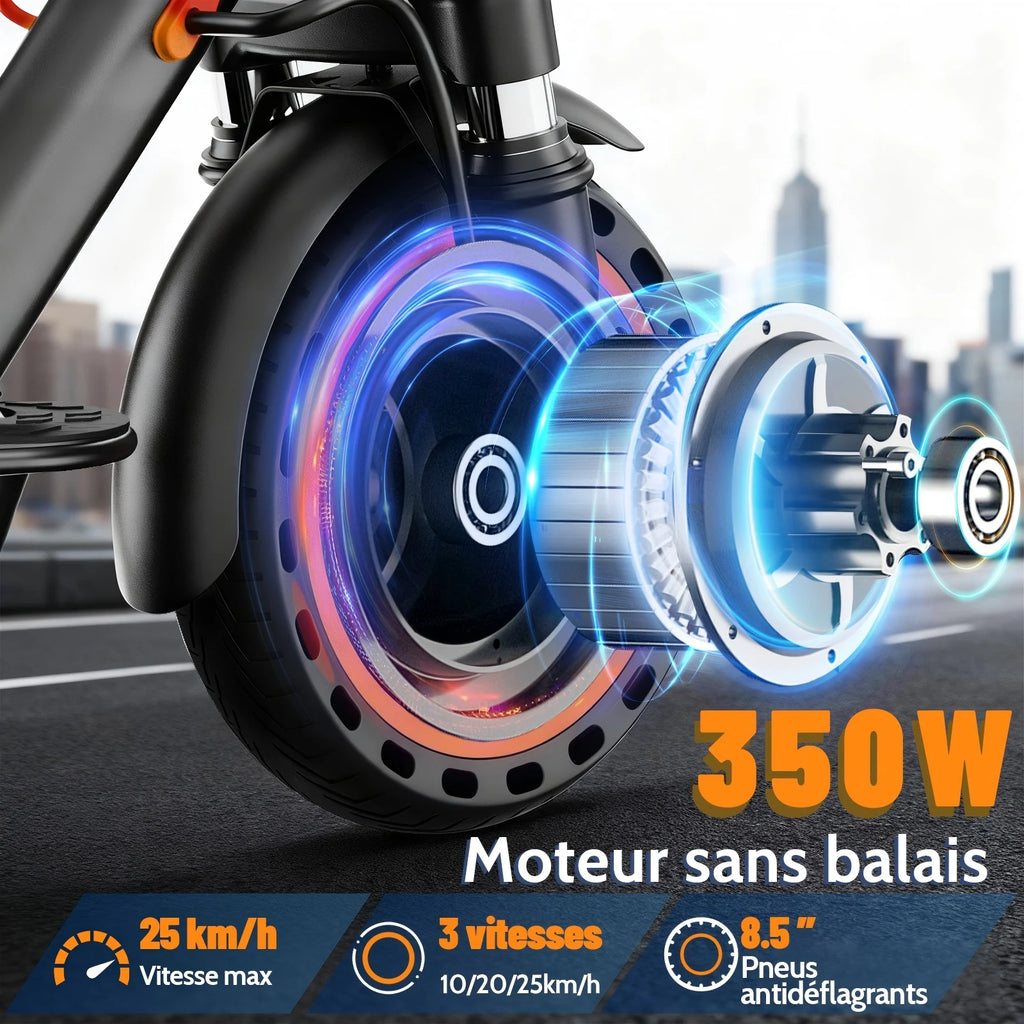 Monopattino elettrico per adulti TODIMART T6, ideale per il campeggio, antifurto, ultraleggero, autonomia di 30 km, monopattino elettrico Folk, batteria da 36 V 7.8Ah