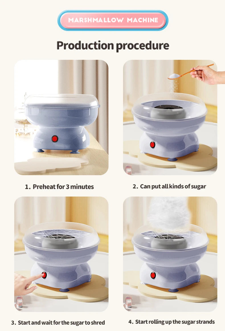 Macchina per Zucchero Filato Elettrica 110v/220v, Completamente Automatica, per Uso Domestico, Macchina per Marshmallow