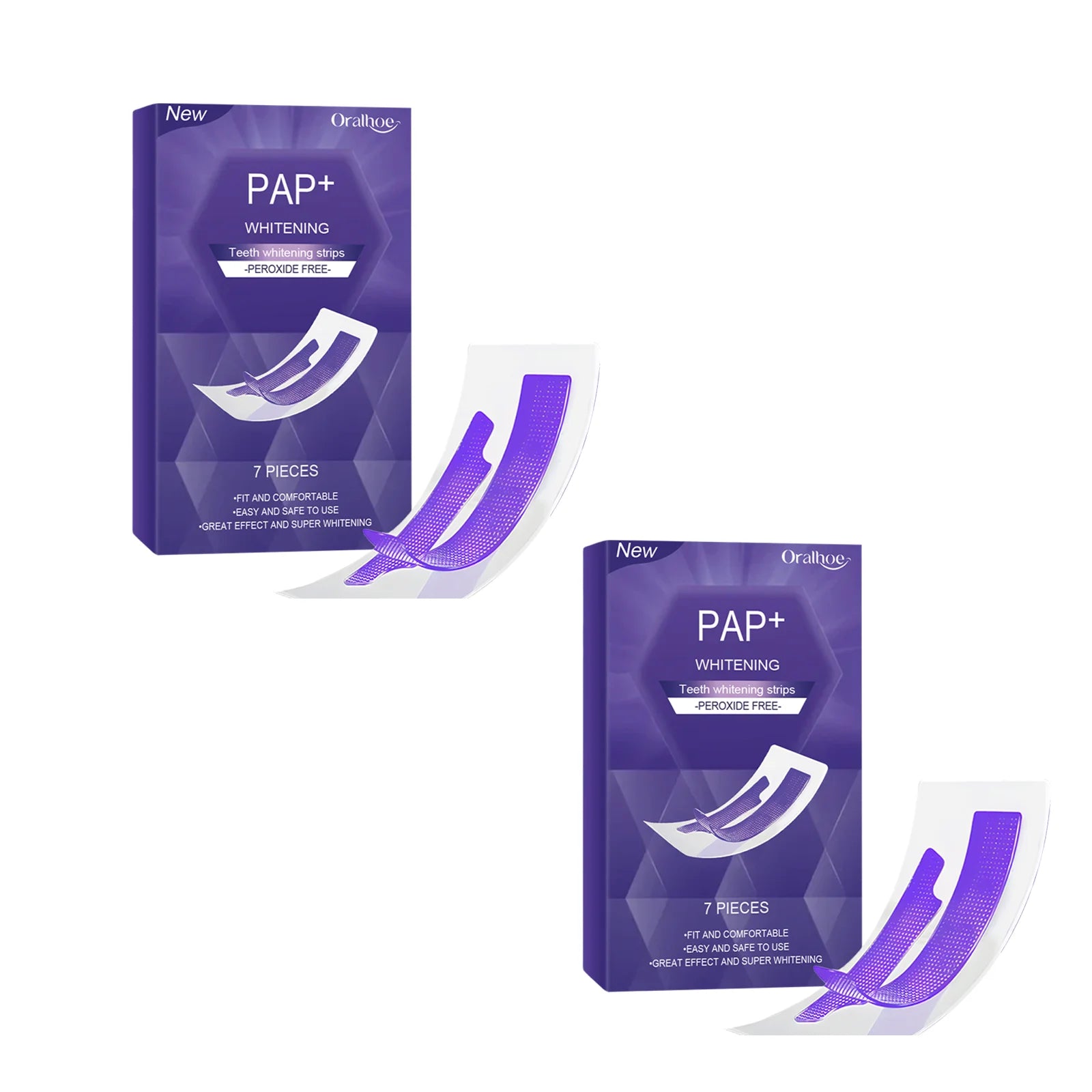 Strisce Sbiancanti per Denti Viola, Rimozione Macchie, Prodotti per Sbiancamento Orale, Adesivi per Denti, Cura Dentale