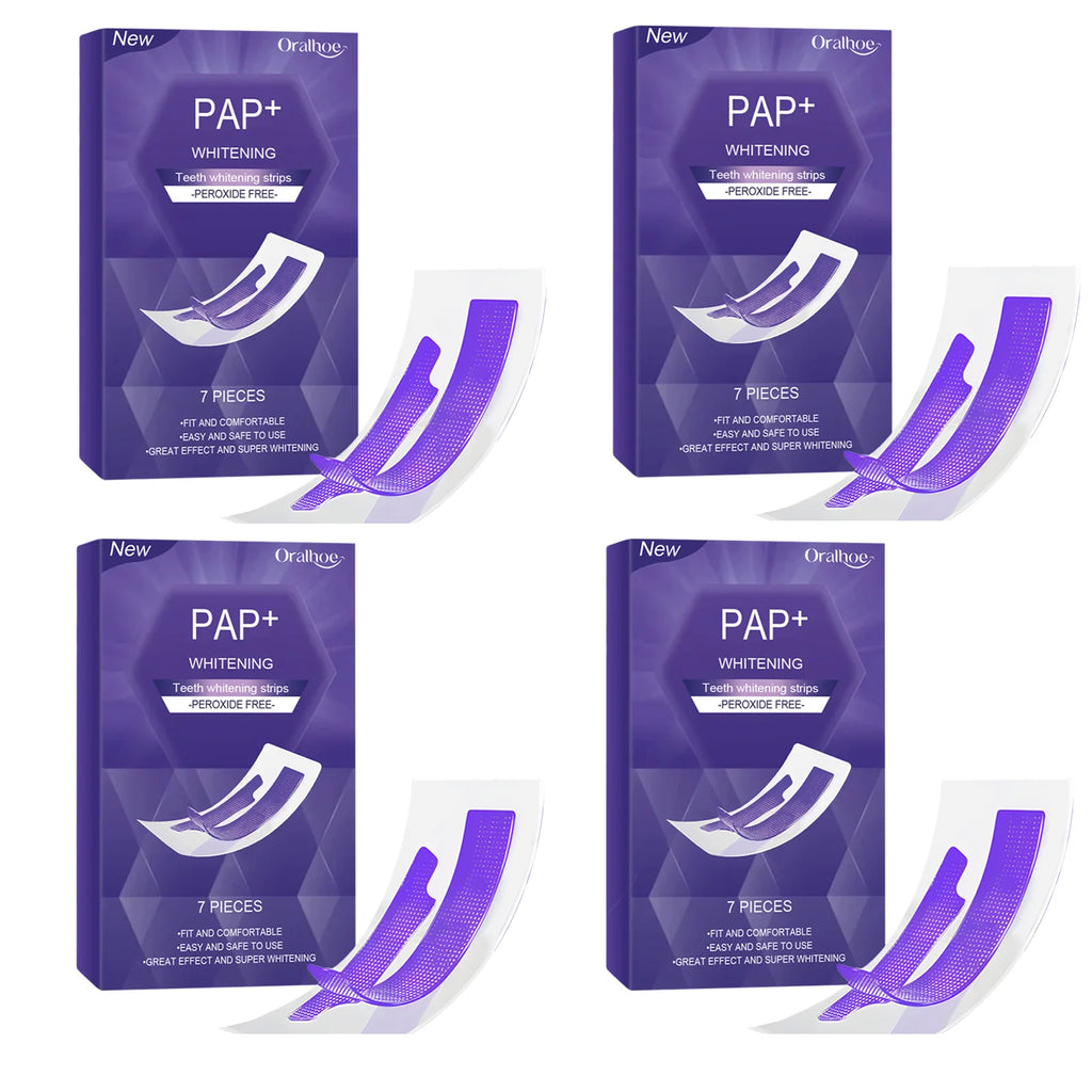 Strisce Sbiancanti per Denti Viola, Rimozione Macchie, Prodotti per Sbiancamento Orale, Adesivi per Denti, Cura Dentale